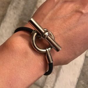 Hermès Glenan Bracelet in Blk Leather + Palladium